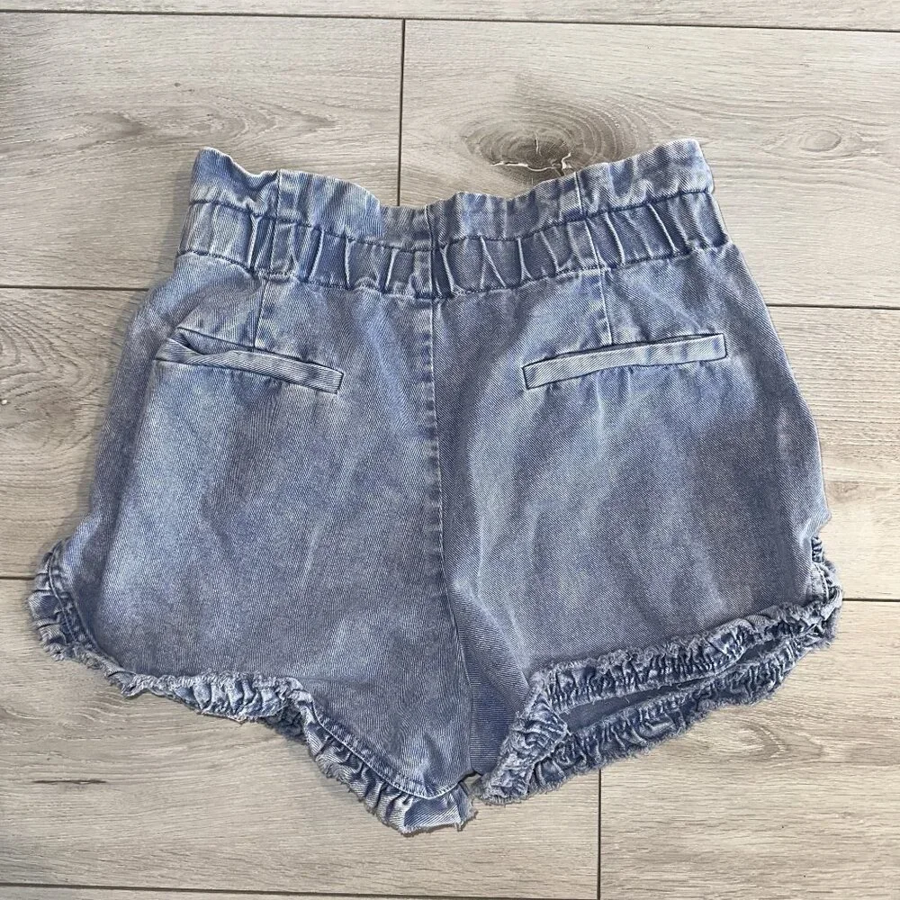 Sea New York Idun Ruffled Denim Acid Wash High Rise Shorts Women's 4 - Picture 9 of 9